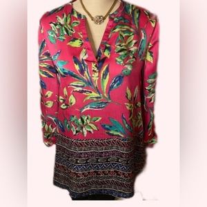 🆑Rafaella Silky Multicolor Floral Tunic Size M EUC